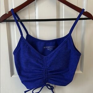 Beyond Yoga Blue Ruched Crop Top